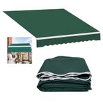 Yeşil 4x2.5m Suya Dayanıklı Geri Çekilebilir Veranda Tente Kumaş Değiştirme Pencere Kapı Market Güverte için % 100% Polyester Güneşlik Kapağı