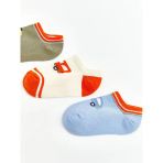 Yeşil Baskılı Erkek Bebek Patik Çorap 3'Lü