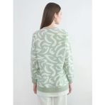 Yeşil Bisiklet Yaka Desenli Kadın Sweatshirt Tunik