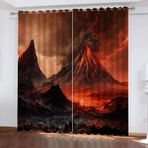Yeşil Bitkiler Isı Yalıtımlı Çocuk Yatak Odası için 2'li Opak Perde Seti, Delikli Soğuk Yalıtım Karşıtı 3D Baskı Akışı Kaya Tasarımı 117 x 138 cm