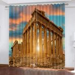 Yeşil Bitkiler Isı Yalıtımlı Çocuk Yatak Odası için 2'li Set Opak Anti-Soğuk Perde Delikli 3D Baskı Akış Kaya Tasarımı 117 x 138 cm