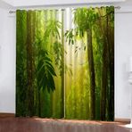 Yeşil Bitkiler Isı Yalıtımlı Perdeler Çocuk Yatak Odası için Opak Halkalı Soğuk Karşıtı 3D Baskı Akışı Kaya Tasarımı 2'li Set 117 x 138 cm