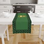 Yeşil Büst Detaylı Runner Örtüsü-TR131, 140x45cm (İnce Keten, Uluslararası Yıkama Ve Solmama Sertifikası)