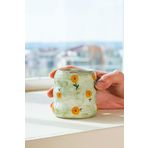 Yeşil Çiçek Amore El Yapımı Seramik Double Kahve Bardağı Mug Kupa
