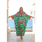 Yeşil Çiçekli Sıfır Yaka Yarasa Kollu Oversize Uzun Elbise