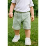 Yeşil Çizgili Müslin Şort - 9 - 12 Ay