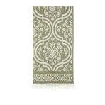 Yeşil Damask Desen Jakarlı Pamuk Peştemal