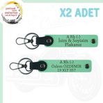 Yeşil, Efsane Motorculara Özel, İsim Plaka ve A Rh (-) Kan Grubu Yazılı Anlamlı Hediye x2 Anahtarlık