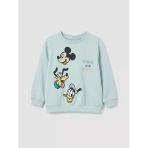 Yeşil Erkek Bebek Mickey Mouse Baskılı Sweatshirt