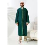 Yeşil Erkek Namaz Elbisesi İşlemeli Hakim Yaka İmam Cübbesi
