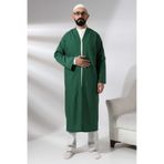 Yesil Erkek Namaz Elbisesi V Yaka Dugmesiz Onu Acik Namaz Cubbesi