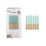 Yeşil Gold İnce Mum 8 cm 6 lı