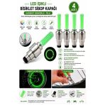 Yeşil Işıklı Sibop Kapağı 4 Lü 1 Paket Fotosel Haraket Sensörlü Led Işık Bisiklet Araba Motor Tekerlek Lastik