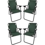 Yeşil Kamp Sandalyesi 4 Adet - 6456 Ecorce Tube Marron - Polyester
