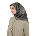 Yeşil Kenar Benekli Twill İpek Eşarp