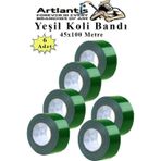 Yeşil Koli Bantı 100 Metre 6 Adet 45mm x 100 Metre Renkli Koli Bandı Extra Güçlü Formül Akrilik Koli Bandı