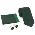 Yeşil Kravat Kol Düğmesi Hediyelik Set-Brianze Kmk-19