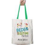 Yeşil Kulplu Kişiye Özel Beden Eğitimi Öğretmeni Raket Yıkanabilir Omuz Çanta
