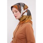 Yeşil Labirent Desen Twill İpek Eşarp