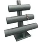 Yeşil Lüx Deri Kumaş T-Model Bilezik Sergileme 30X28 Cm, 3'lü Set - Ahşap