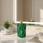 Yeşil Malakit Sıvı Sabun Pompası Dispenseri | 7 x 13,5 cm Zarif Malakit El Sabunu Dispenseri Şişe | Lavabo Tezgahı için Dekoratif Taş Losyon Dispenseri | Kız Kardeş için Düğün Hediyesi
