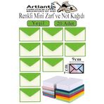 Yeşil Mini Zarf 7X9 Cm Not Kağıtlı 20 Adet Küçük Yeşil Zarf Mektup Oyun Zarfı Doğum Günü Dilekleri Zarfı Canlı Renk