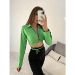 Yeşil Poplin Crop Gömlek - S - 09Y-Yeşil