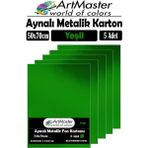 Yeşil Renkli 50X70 Metalik Aynalı Fon Kartonu 5 Adet 1 Paket Artmaster Metalik Aynalı Fon Kartonu - Standart