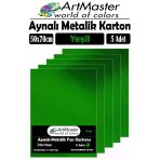 Yeşil Renkli 50X70 Metalik Aynalı Fon Kartonu 5 Adet 1 Paket Artmaster Metalik Aynalı Fon Kartonu