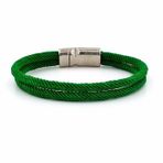 YEŞİL RENKLİ İKİ SIRALI METAL MIKNATISLI ERKEK BİLEKLİK M013T