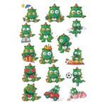 Yeşil Sevimli Ejderha Sticker Set 16 Parça Telefon, Tablet, Defter, Laptop Sticker