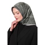 Yeşil Soyut Etnik Desen Twill İpek Eşarp