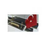 Yeşil Sümen Promosyon Gold Ve Siyah Isimlikli Lüx Tasarım Sümen Ve Makam Takımı