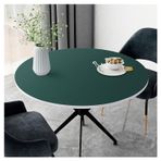 Yeşil suni deri yuvarlak masa örtüsü, su geçirmez, silinebilir, ısıya dayanıklı, büyük vinil masa koruyucu pedi, yemek odası ve sehpa için, 130 cm