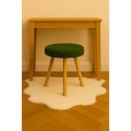 Yeşil Teddy Yuvarlak Puf Bench Ahşap Modern Ayak Dekoratif Peluş Tabure