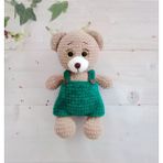 Yesil Tulumlu Sevimli Ayicik Amigurumi Organik Oyuncak