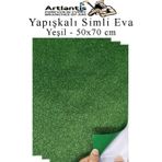 Yeşil Yapışkanlı Simli Eva 50X70 Cm 3 Adet Simli Yapışkanlı Eva Süngeri Okul Kreş Anasınıfı Elişi Etkinlikleri Hobi