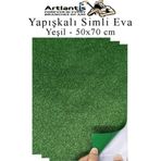 Yeşil Yapışkanlı Simli Eva 50X70 Cm 3 Adet Simli Yapışkanlı Eva Süngeri Okul Kreş Anasınıfı Elişi Etkinlikleri Hobi