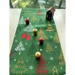 Yeşil Yılbaşı Ağacı Serisi Duck Kumaş Runner Yeni Yıl Konseptli - 40 x 150 cm - Gold - Kırmızı - Mavi