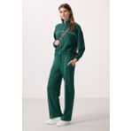 Yeşil Yumuşak Dokulu Dik Yaka Oversize Lastikli Kadın Eşofman Takım - 95349