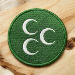 Yeşil Zemin Osmanlı 3 Hilal Yuvarlak Patch Arma - 8 cm