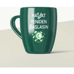 Yeşilay Hayat Yeniden Başlasın Çalar Saat Mottolu Yeşil Seramik Kupa