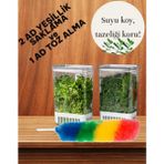 Yeşillik Saklama Kabı 2 Ad 2900ML + 1 Ad Toz Alma Saklama Kab Maydonoz,dereotu,tere Roka Yeşillik - 1,9 lt - Beyaz