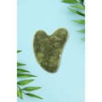 Yeşim Doğal Taş Gua Sha Kalp Kesim Yüz Masaj Taşı - Koyu Yeşil