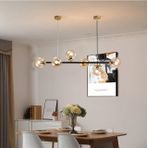 Yeşim Gold Detaylı Yatay Tasarım Modern Bal Camlı Avize