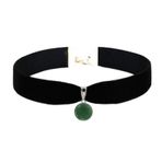 Yeşim Taşı Doğal Taş Kadın Siyah Kadife Choker Kolye