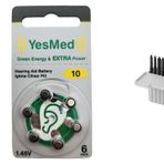 YesMed Extra Power 10 Numara İşitme Cihazı Pili (1 Paket = 6 Adet Pil) + HEDİYE İşitme Cihazı Filtresi Gri Paket