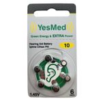 YesMed Extra Power 10 Numara İşitme Cihazı Pili (1 Paket = 6 Adet Pil) + HEDİYE ProWax miniFit Filtre