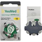 YesMed Extra Power 10 Numara İşitme Cihazı Pili (1 Paket = 6 Adet Pil) + HEDİYE YesMed ProWax Filtre
