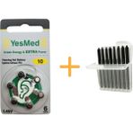 Yesmed Extra Power 10 Numara Işitme Cihazı Pili (1 Paket = 6 Adet Pil + Işitme Cihazı Filtresi Şeffaf Paket